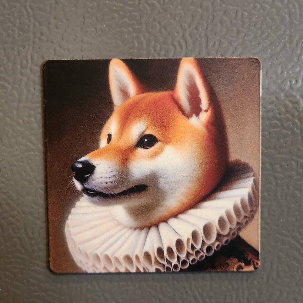 3x3 magnet Shiba Inu magnet Elizabethan oil portrait - Picture 3 of 7